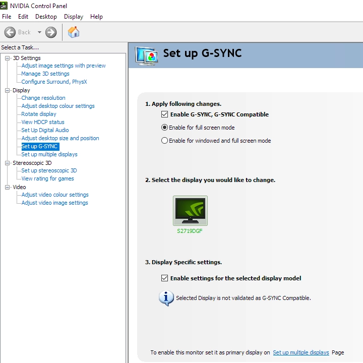 G-SYNC Compatible settings