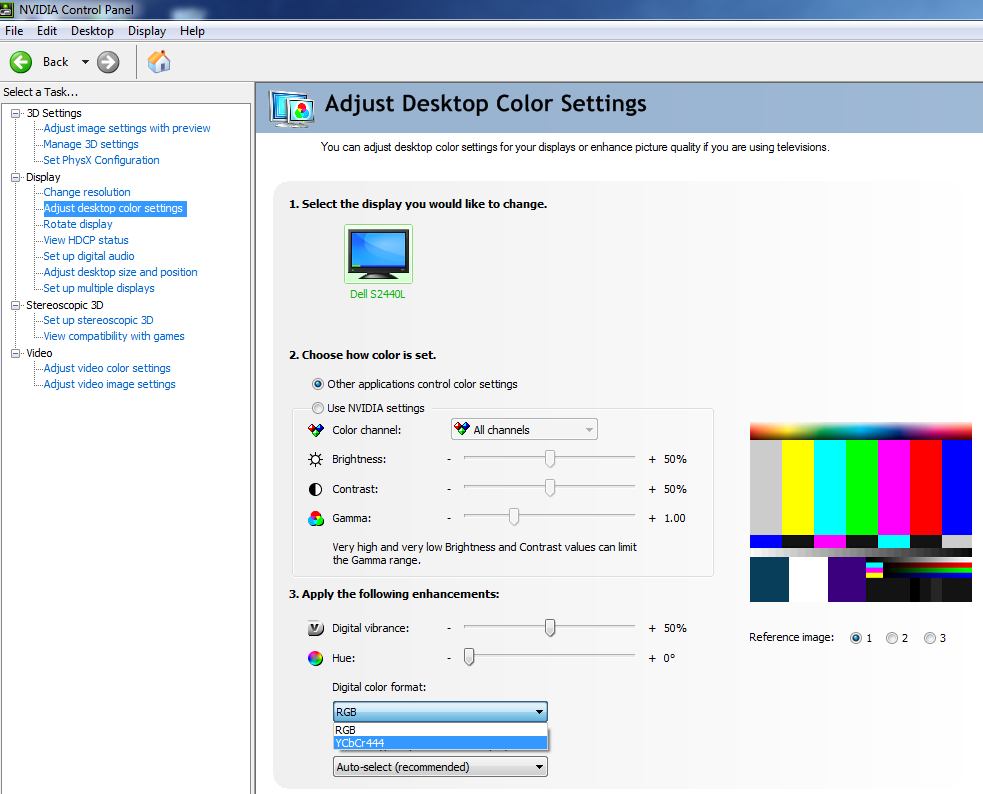 Digital color format options