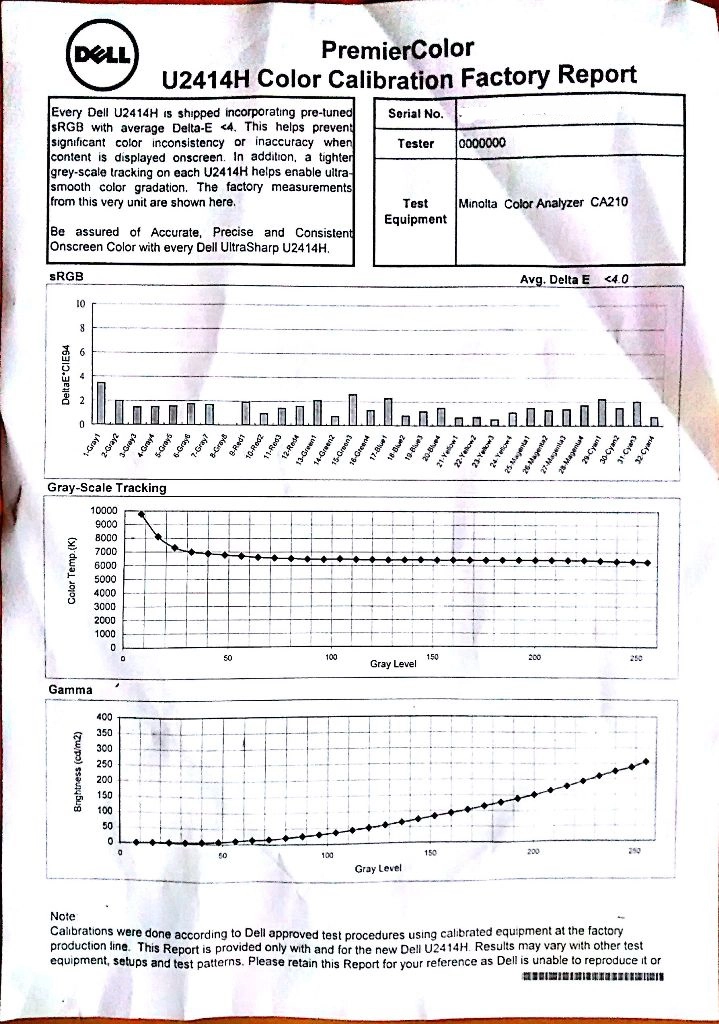 Factory calibration report