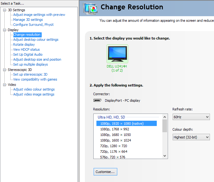 default nvidia color settings