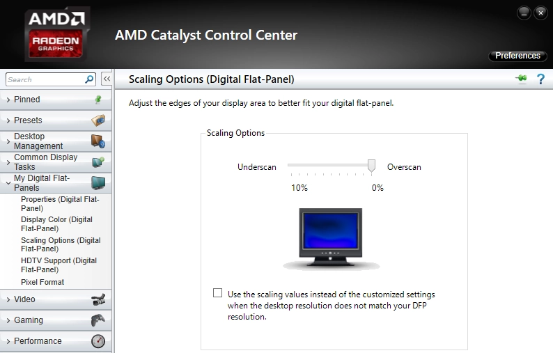 AMD scaling options