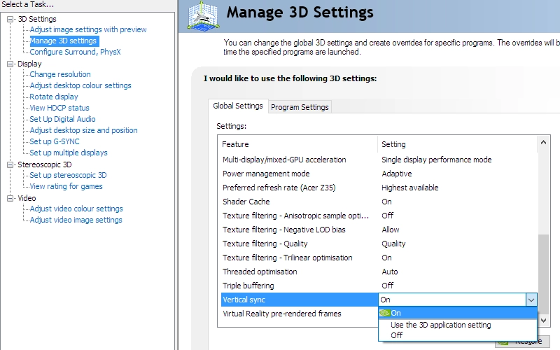 Set VSync according to preferences