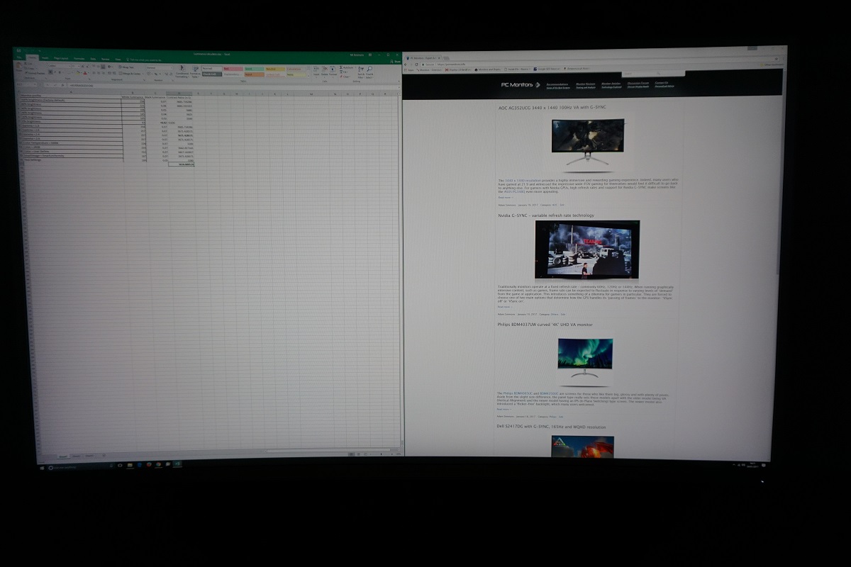Some multi-tasking (Microsoft Excel and a website)