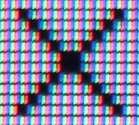 Cross showing subpixels