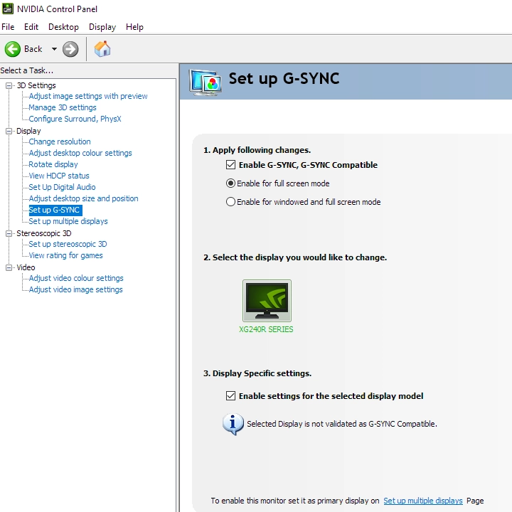 G-SYNC Compatible settings