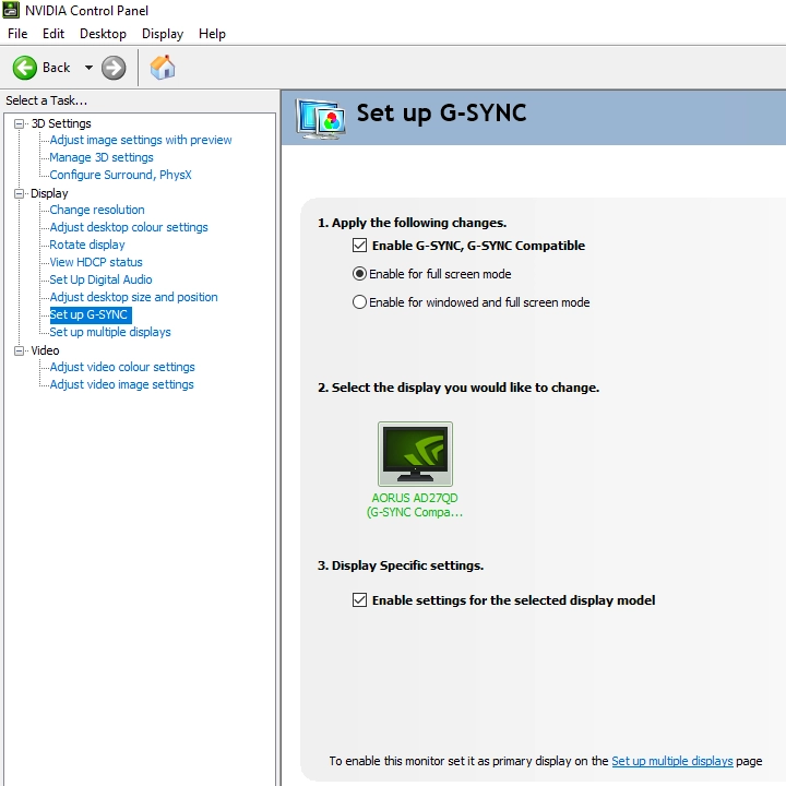 G-SYNC Compatible settings