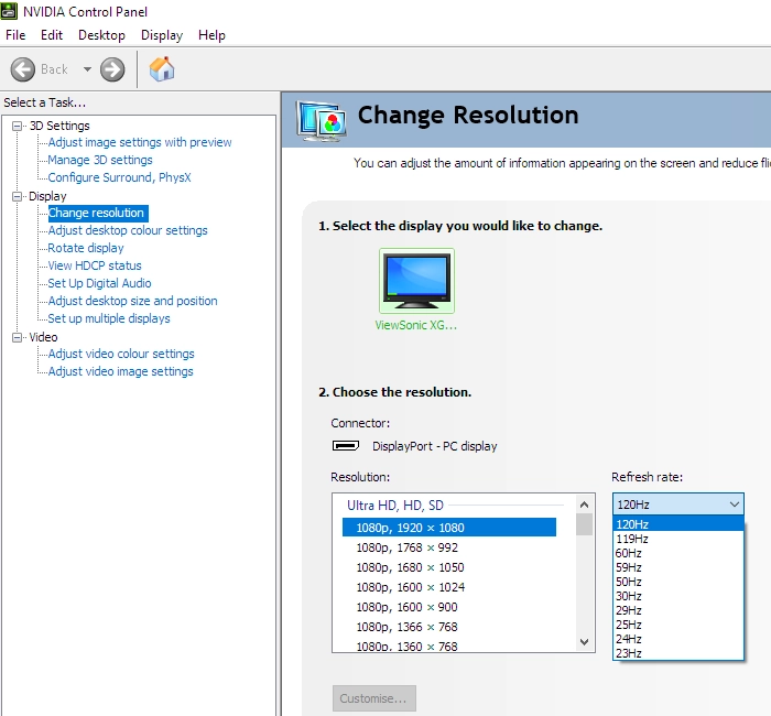 Refresh rates Full HD