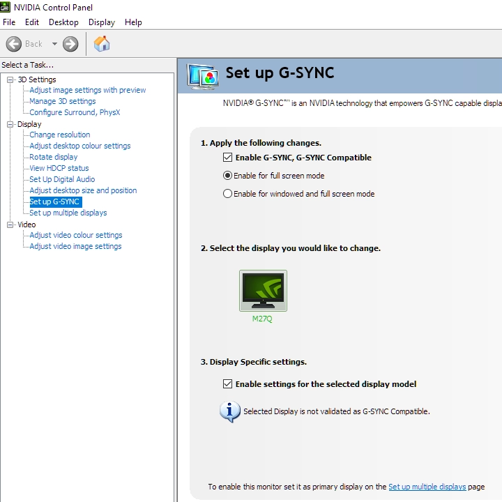 G-SYNC Compatible settings