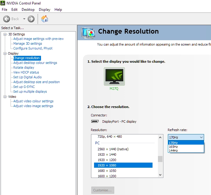 Refresh rates Full HD 2 (144Hz max via HDMI)