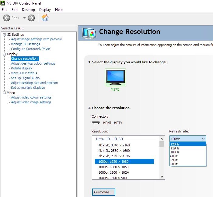 Refresh rates Full HD 1 (HDMI)